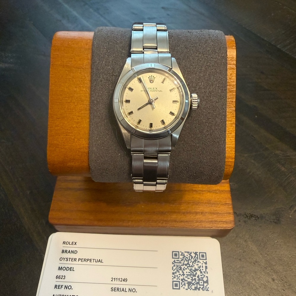 1969 Rolex Oyster Perpetual Ladies Silver Watch Automatic 6623 Vintage